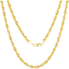 Nuragold Nuragold 10k Yellow Gold 4mm Diamond Cut Rope Chain Pendant Necklace, Mens Womens Lobster Clasp 16" 18" 20" 22" 24" 26" 28" 30"