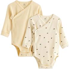 L Bodysuits Children's Clothing Lindex Ribbed Wrap Bodysuits - Light Dusty Yellow