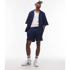 Oversize Shorts Topman Våffelstrukturerade Shorts Oversize - Marinblå