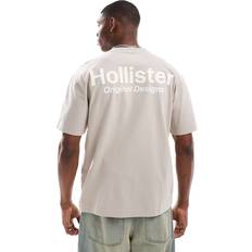 Beige T-Shirt Med Boxig Passform Och Loggatext Baktill - Naturlig