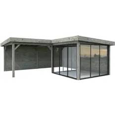 Palmako Carportar Palmako Carport Pavillon Connect Lenna 24.9 m2 Set 412 Slide grau tauchgrundiert (Gebäudefläche )