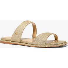 Michael Kors Tofflor & Sandaler Michael Kors Jaida Glitter Embellished Leather Sandal - Gold