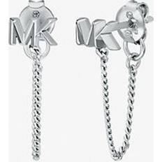Michael Kors Precious Metal-Plated Sterling Silver Logo Chain Earrings - Silver