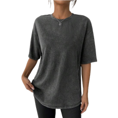 Shein Womens Casual Loose Drop Shoulder Black TShirt Summer