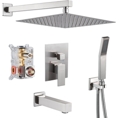 Shower Sets Cobbe Brushed Nickel 12-Inches Waterfall Built-In Shower Faucet System