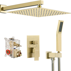 Shower Sets Cobbe Brushed Gold 12-Inches Waterfall Built-In Shower Faucet System