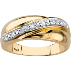 PalmBeach Men's Platinum or 18k Yellow Gold Plated Sterling Silver Diamond Wedding Band Ring (1/10 cttw, Color, I3 Clarity)