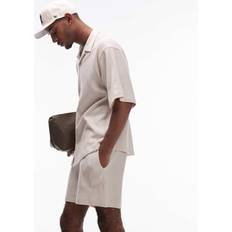 Topman Oversized Fit Waffle Short - Stone