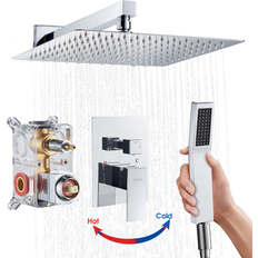 Shower Sets Cobbe Chrome 12-Inches Built-In Shower Faucet System LSKSSF0112C