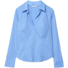 Stradivarius Camicia Basic Fitted Righe Celeste
