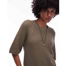 Arket Jumpers Arket Open Knit Short Sleeve Sweater - Khaki