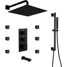 Shower Sets Casainc Matte Black 12 Inches Built-In Shower Faucet System CA-A4384-MB