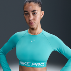 Nike Pro Women's Dri-FIT Cropped Long-Sleeve Top - Green