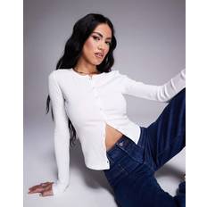 White - Women Cardigans River Island Womens Long Sleeve Ribbed Button Cardigan - White