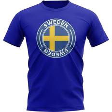 Sweden T-shirts UKSoccershop Sweden Football Badge T-Shirt Royal Men's Blue Polyester