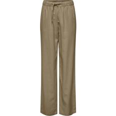 Only Linen Mix Pull On Trousers Co-Ord - Light Khaki/Brown