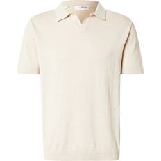 Beige Polotrøjer Selected Homme Strikket Polo - Cremehvid