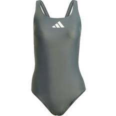 adidas Badedragt 3 Bar Logo Swimsuit - Mudderfarvet/Hvid
