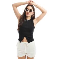 Charlie Button Front Tank - Black