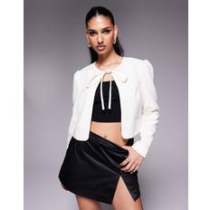 Beige - Women Blazers River Island tie front blazer in cream-White