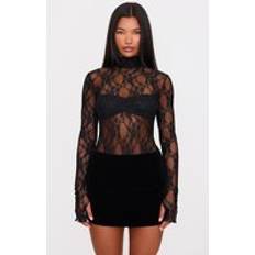 S Bodysuits PrettyLittleThing High Neck Long Sleeve Bodysuit - Black
