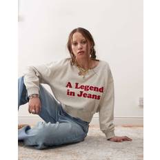 Wrangler Sweatere Wrangler Afslappet Sweatshirt Med Sloganprint - Beige
