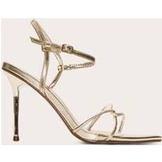 PrettyLittleThing Gold Pu Point Toe Thin Strappy High Stiletto Heeled Sandals - Yellow