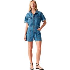 Denim - Women Jumpsuits & Overalls Levi's Short Overall Denim Playsuit - Mid Blue