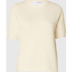 Mesh Sweatere Selected Femme Slfhelen 2/4 Knit Oneck - Sand