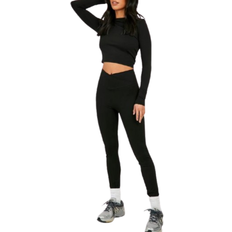 boohoo Super Soft Peached V Waistband Legging - Black