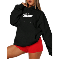 Shein Womens Casual Cherry Blossom Letter Print Loose Hoodie Autumn Winter