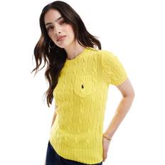 Polo Ralph Lauren Yellow Jumpers Polo Ralph Lauren Short Sleeve Cable Jumper - Bright Yellow