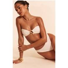 White Bikini Sets PrettyLittleThing Bandeau Gold Trim Bikini Set - White