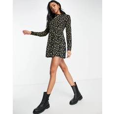 Missguided Smock Dress Long Sleeve - Black Floral