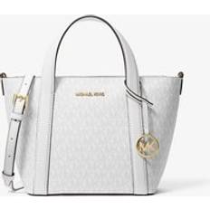 Vita Toteväskor Michael Kors MK Pratt Small Signature Logo Tote Bag - White