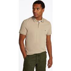 Tommy Hilfiger Beige Pikétröjor Tommy Hilfiger Placket Interest Reg Polo Herr Kortärmade - Sandalwood