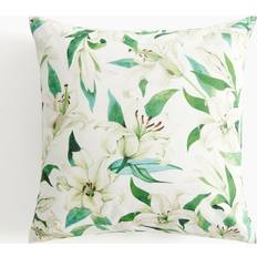 H&M Mönstrat Kuddfodral i Bomull 50x50 Vit/Blommig Kuddöverdrag Grön, Vit (50x50cm)