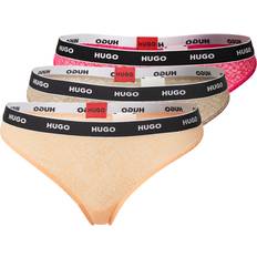 Orange Knickers HUGO Red 3-Pack Lace Thongs With Logo Waistband - Pink/Earth/Apricot