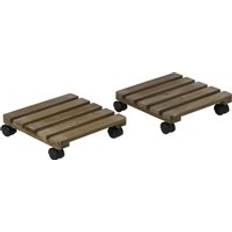 Planters Accessories Homcom 2 Pack Plant Stand with Wheels Mobile Flowerpot Holder