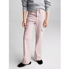 Purple Trousers Mango Kids' Flared Cargo Jeans - Pastel Purple