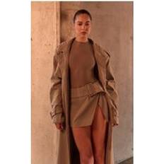 PrettyLittleThing PLT Label Taupe Mesh Long Sleeve Bodysuit - Brown