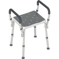 Grey Shower Stools Homcom Rust-Free Aluminium Bath Chair with Adjustable Height Grey
