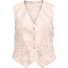 Pink Veste Object Stribet Vest - Pastelpink/Hvid