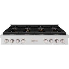 Cooktops ZLINE Paramount 48 In 8-Burner Porcelain Cooktop with Brass Burners SRTS-BR-48