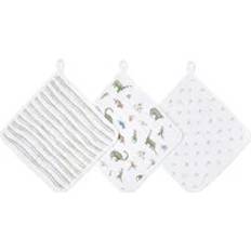 Pack of 3 Essential Cotton Muslin Washcloth Dino Jungle