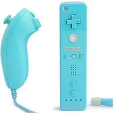 2 in 1 Manette Wiimote Controller Nunchuk Intégré Motion Plus pour Nintendo Wii Bleu