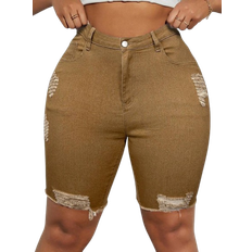 Shein Trendige Damen Denim Shorts mit Destroyed-Look in Große Größen