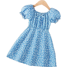 Shein Young Girl Summer Country Style Floral Dress Fresh Princess Dress For Outdoor Activities