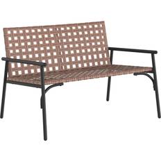 Metall Trädgårdsbänkar Utemöbler vidaXL Brown Metal 110.5 x 79 x 75.5 cm Outdoor Rectangular Garden Bench