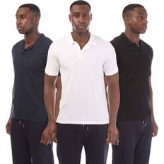 Multicoloured Polo Shirts Jack & Jones Men's 3 Pack Slim Fit Polo Shirts Black/White/Navy